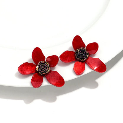 Large flower statement earrings