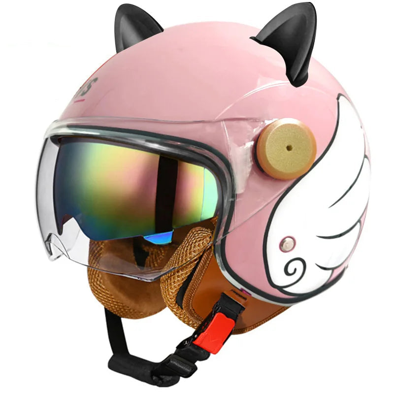 Retro Half-Face Cat-Ear Helmet