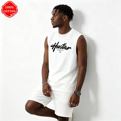 Cotton Houston Print Sleeveless Vest