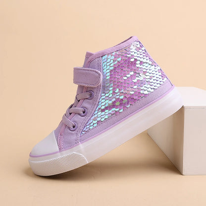 Double-Closure Mid-Top Canvas Shoes