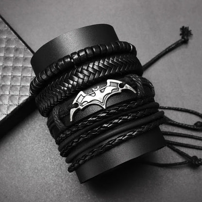 Black Leather Beaded Bracelet