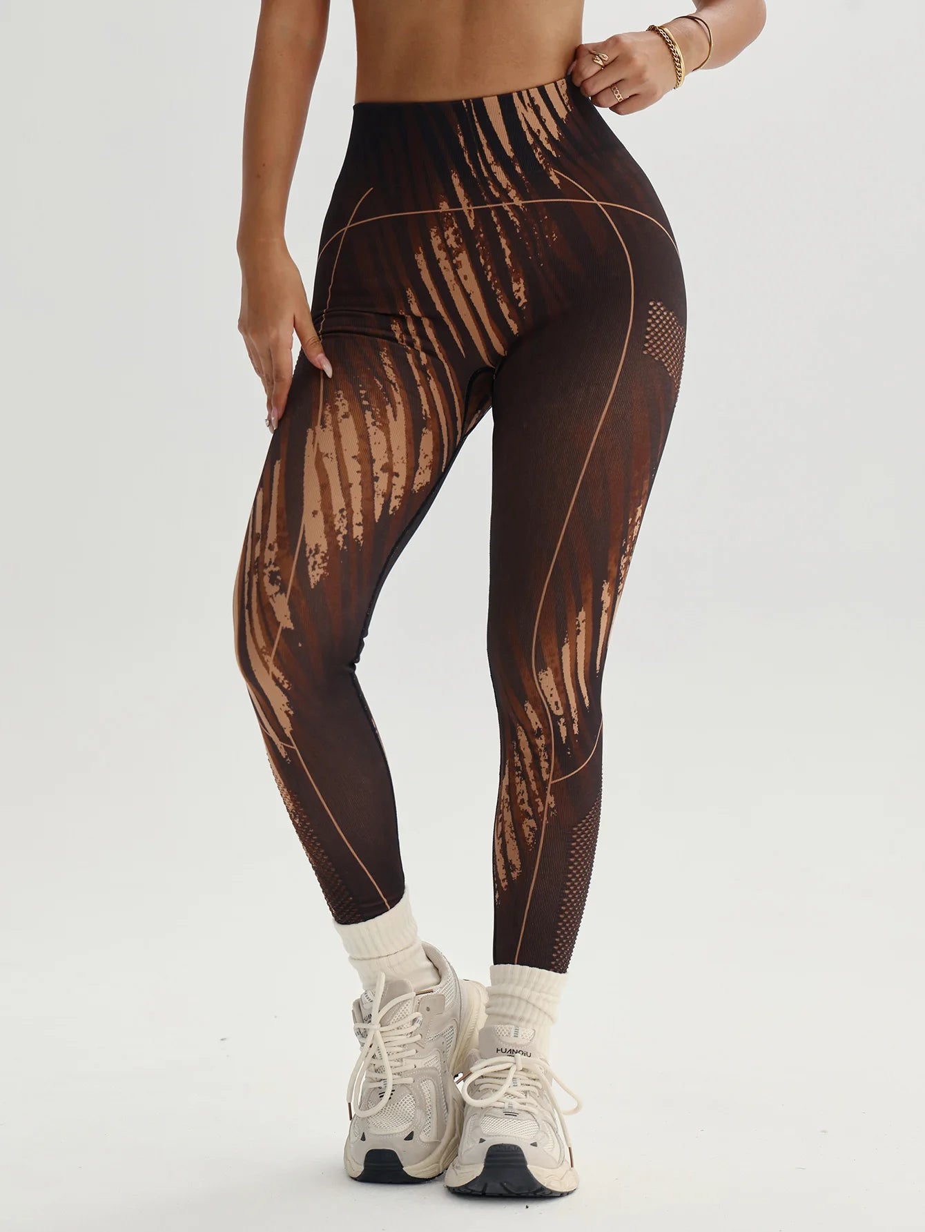 Lattice Print High-Waist Leggings