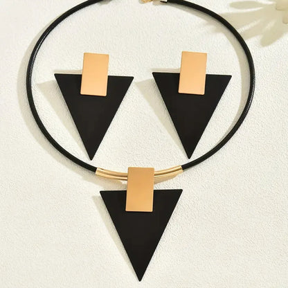 Geometric Triangle Necklace Earring Set