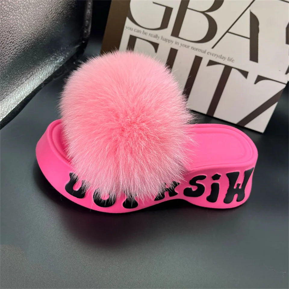 Fur Wedge Party Sandals