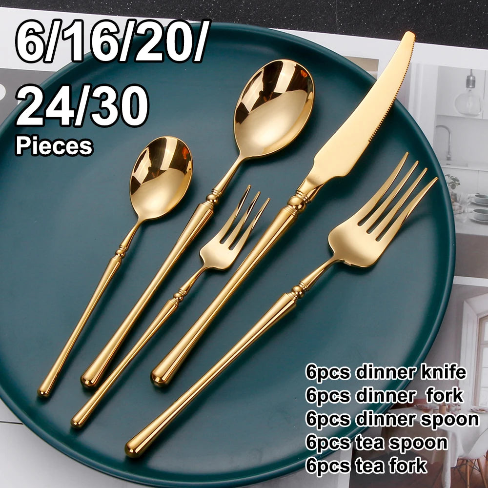 Metal Gold Cutlery Set Tableware