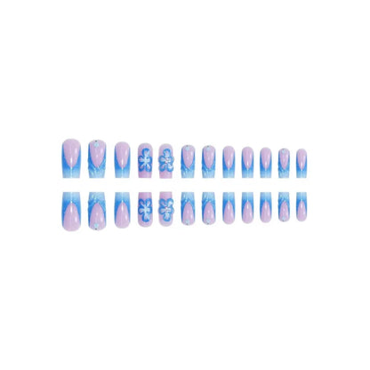 3D Blue Flower Toe Press-On Nail Set