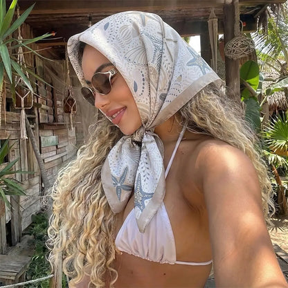 Printing Silk Square Scarf Neck