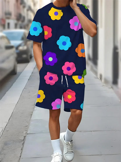 Hawaiian Print T-Shirt Shorts Set