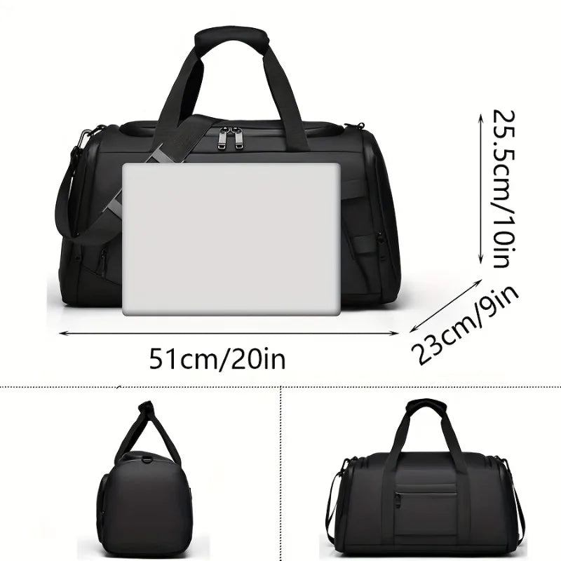 Nylon Duffel Bag with Shoe Compartment