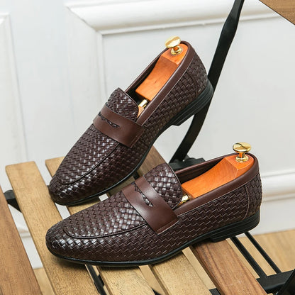 Leather Plaid Bean Loafers