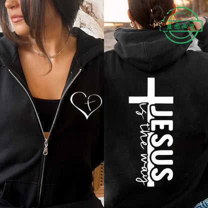Jesus Print Fleece Hoodie