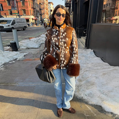 Spotted Faux Fur Jacket