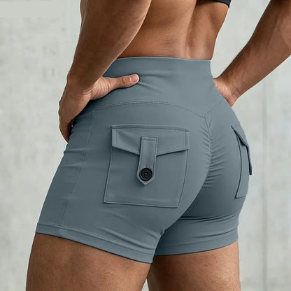 Solid Elastic Waist Jogger Shorts