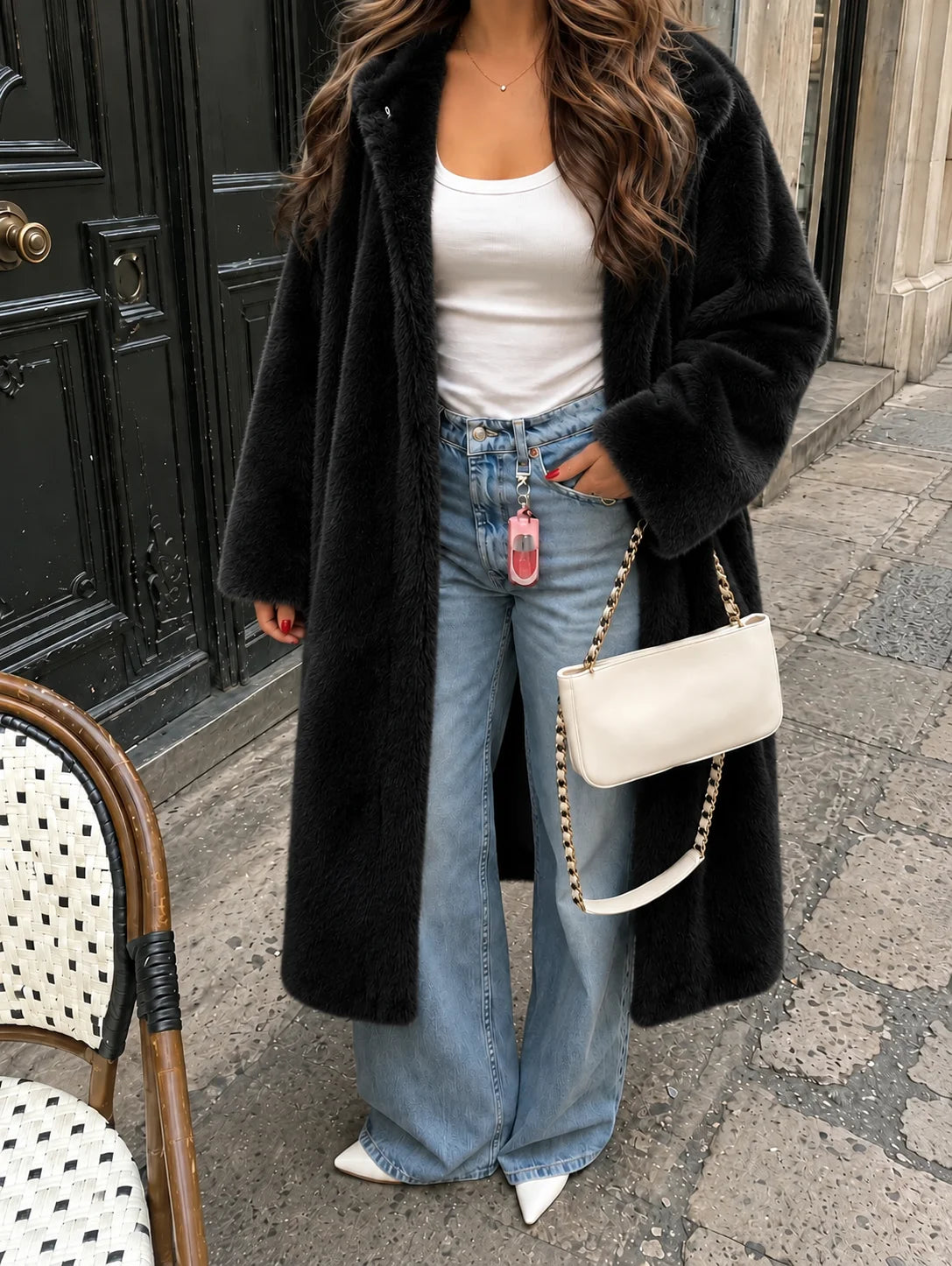 Longline Faux Fur Coat