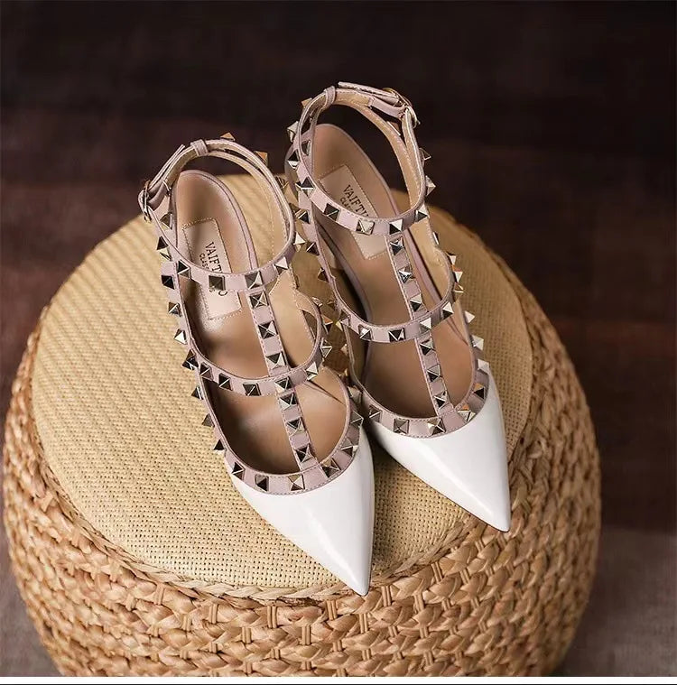 Rivet-Accent Pointed High Heels