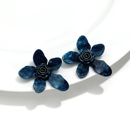 Large flower statement earrings