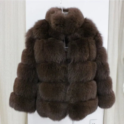 Spliced Faux Fur Short Coat