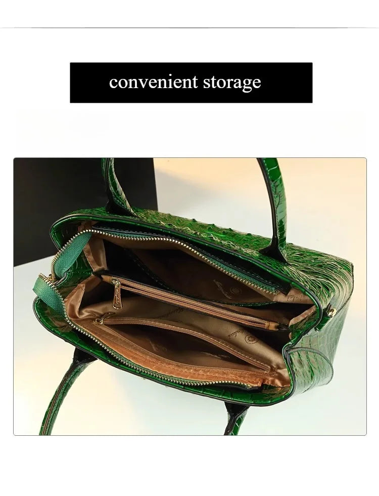 Polyester Zipper Shoulder Bag Crocodile