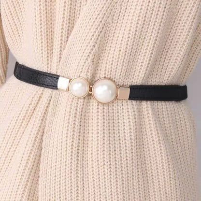 Elegant double pearls belt