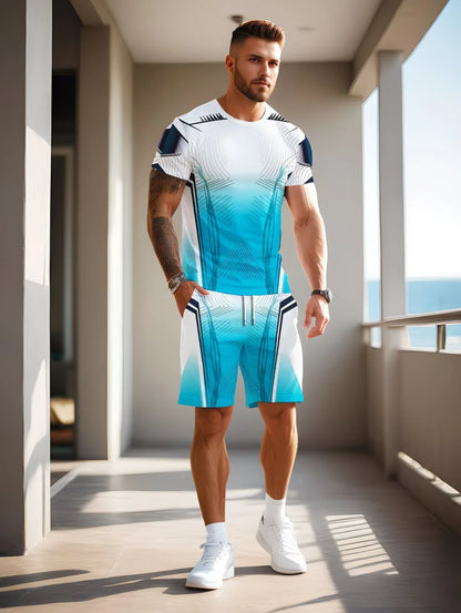 Irregular 3D Print T-Shirt Set