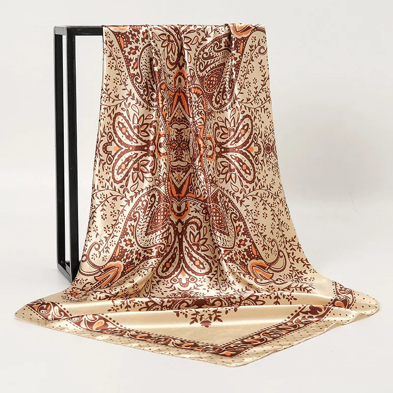 90cm Square Scarf Satin Silk