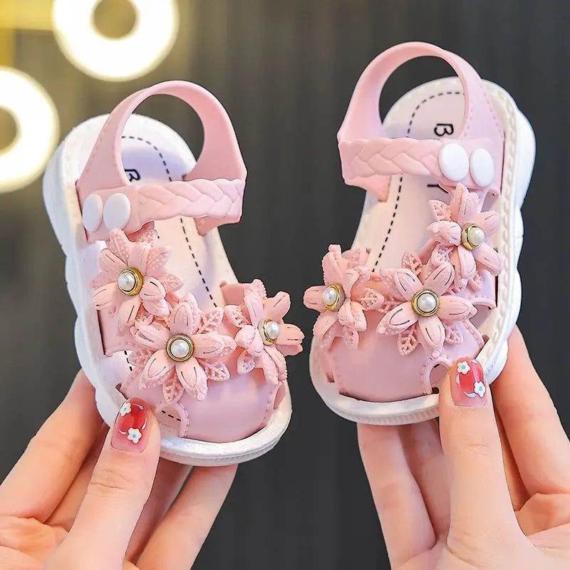Floral Pearl Closed-Toe Sandals