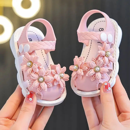 Floral Pearl Closed-Toe Sandals