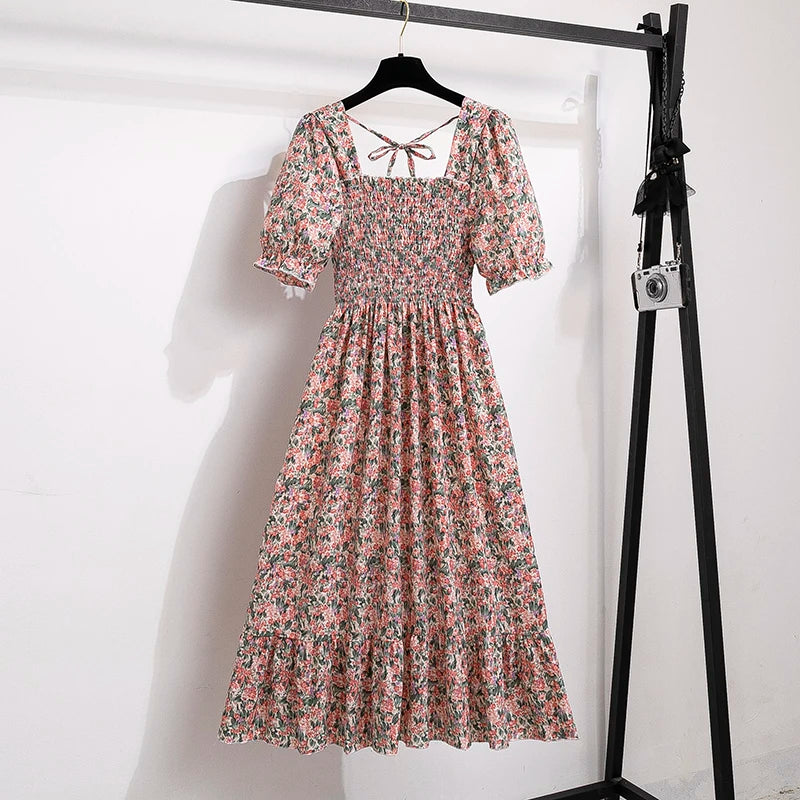 Summer Pleated Chiffon Dress