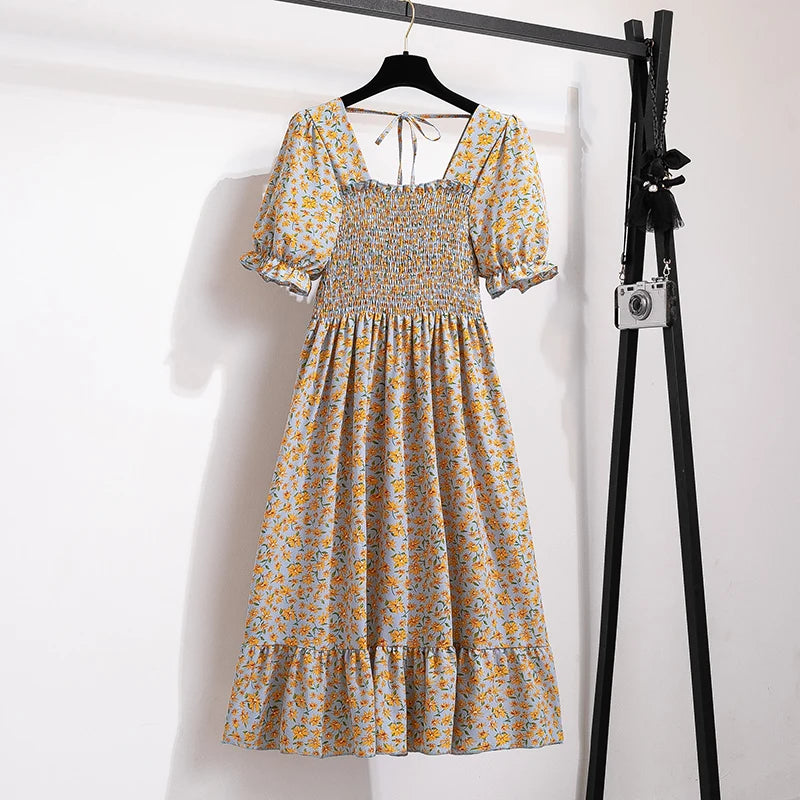Summer Pleated Chiffon Dress