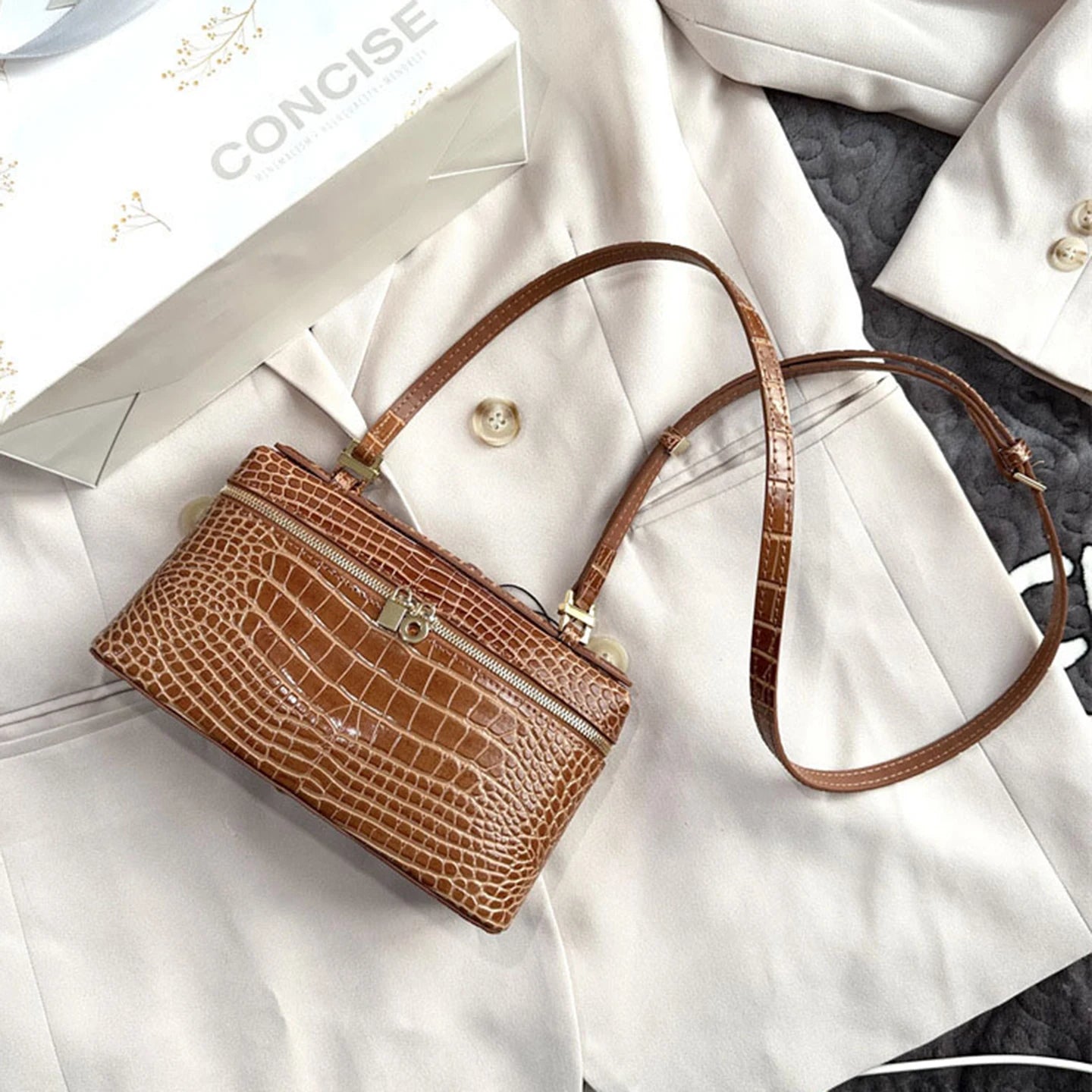 Crocodile Embossed Mini Clutch