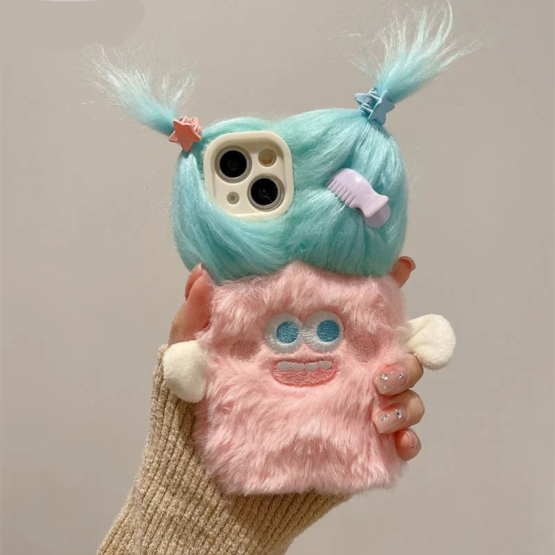 3D Fluffy Cartoon Case for iPhone 17 Pro Max | 17 Pro | 16 Pro Max | 16 Pro | 15 Pro Max | 15 Pro | 14 Pro Max | 14 Pro | 13 Pro Max | 12 Pro Max | 11 Pro Max