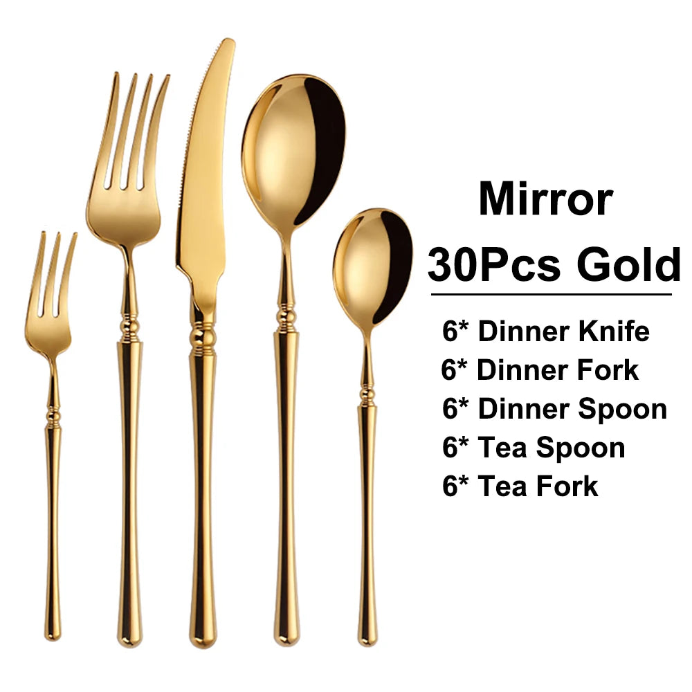 Metal Gold Cutlery Set Tableware