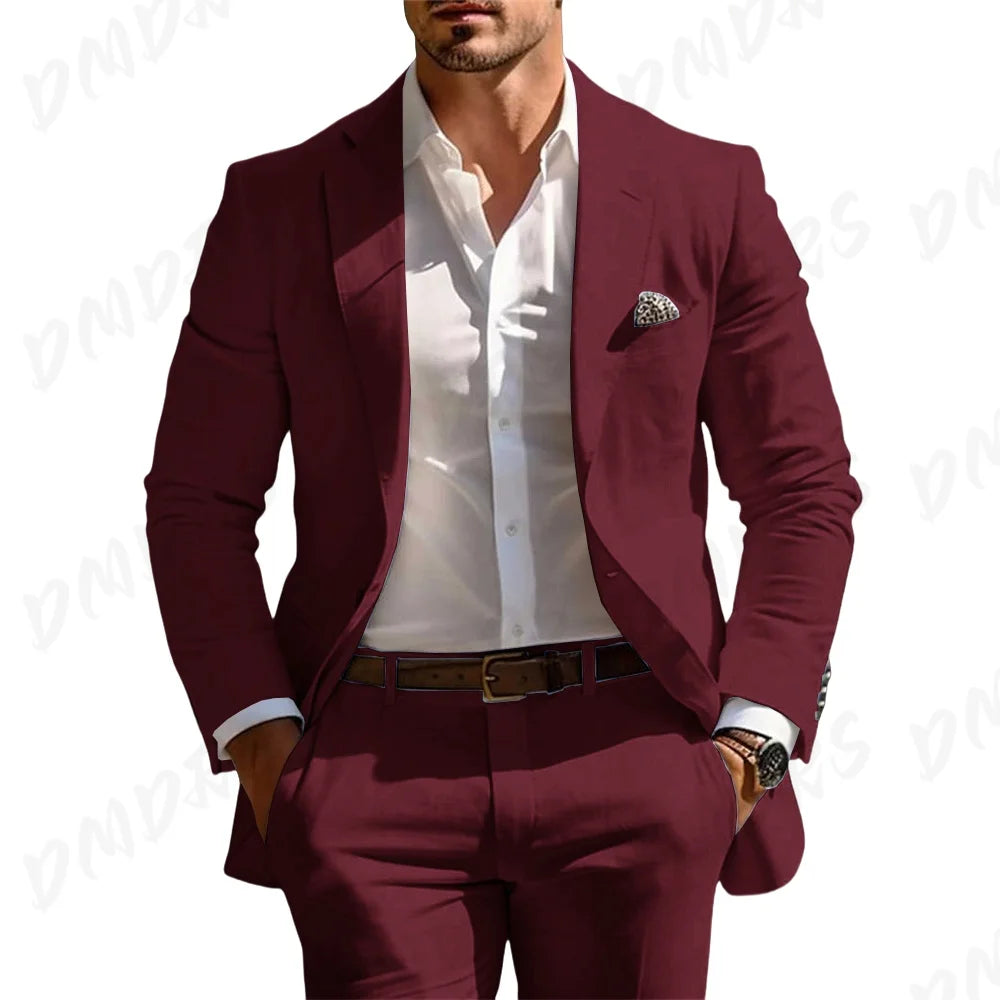 Summer Wedding Formal Solid Suit