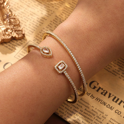 Geometric Zircon Copper Bangle