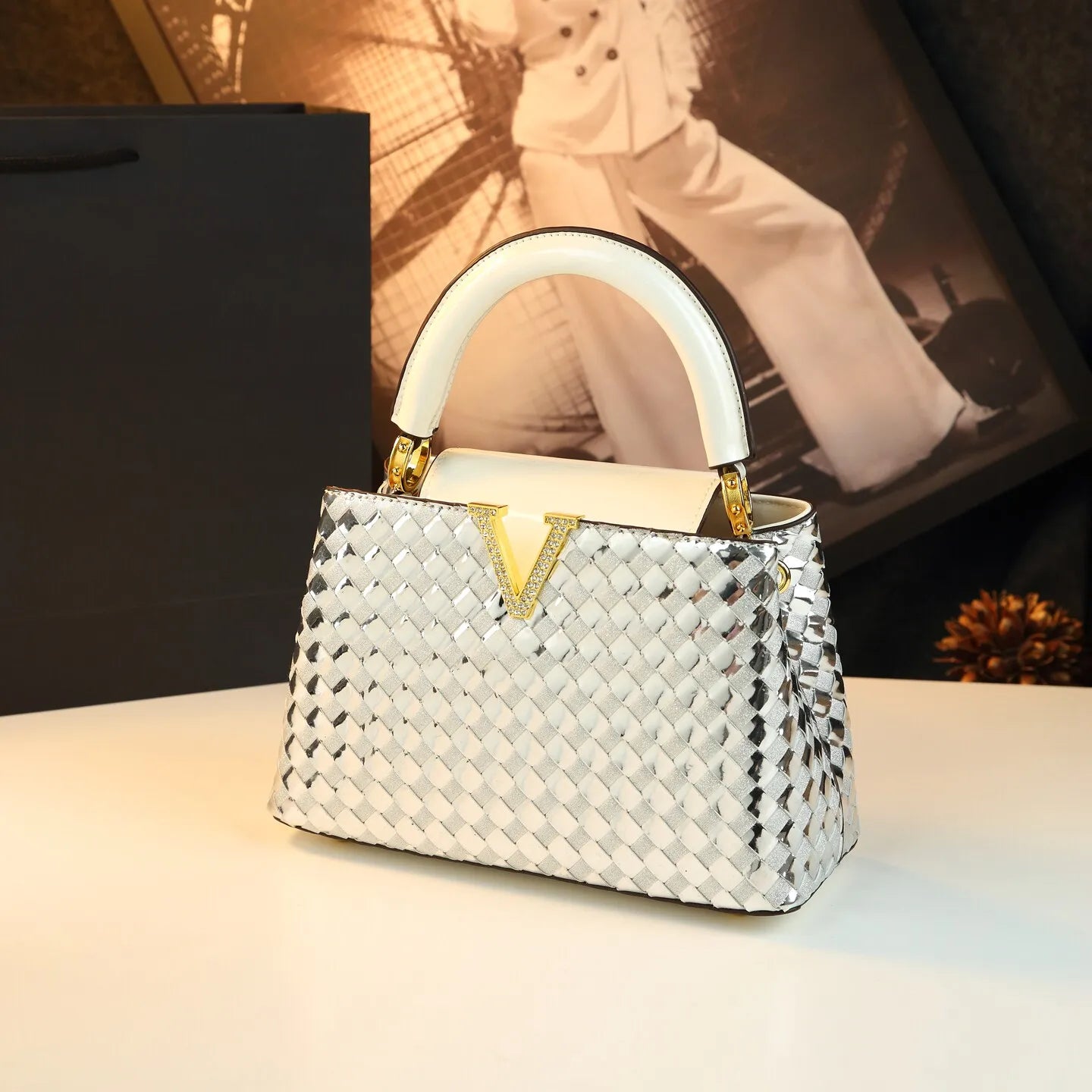 Woven Leather Commuter Bag
