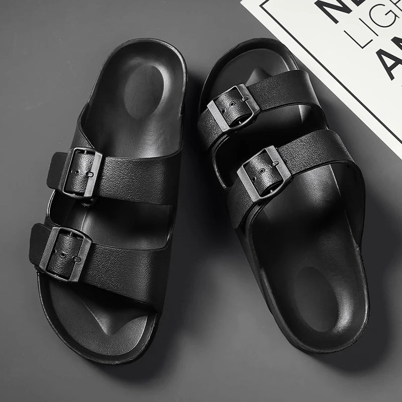 Casual Buckle Flat Heel Slippers