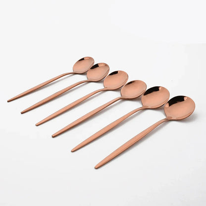 Metal Dinnerware Set Rose Gold