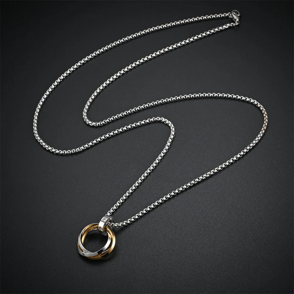 Metal Round Stainless Circle Necklace Party