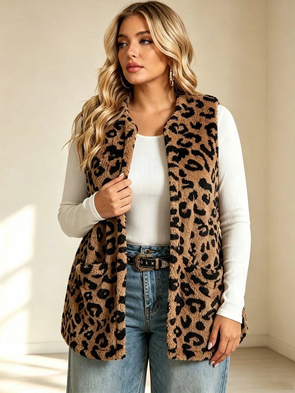 Leopard Print Knit Vest