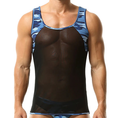 Camouflage Mesh Elastic Tank Top