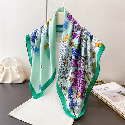 70Cm Butterfly Floral Square Scarf
