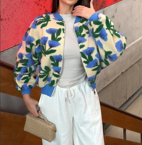 3D Flower Embossed Jacket