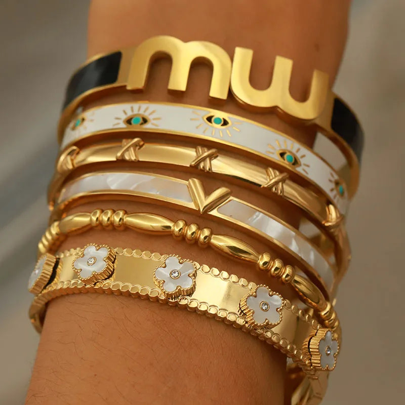 Gold Letter Cuff Bracelet