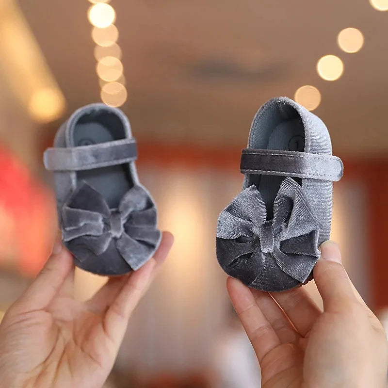 Flannelette Bow Baby Flats