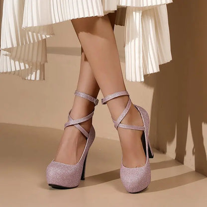 Bling Mary Jane Platform Heels
