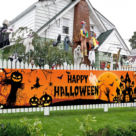 Pumpkin and Bat Halloween Banner