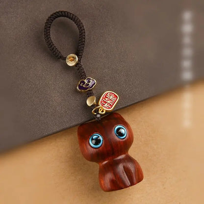 Sandalwood Wooden Cat Keychain Anime