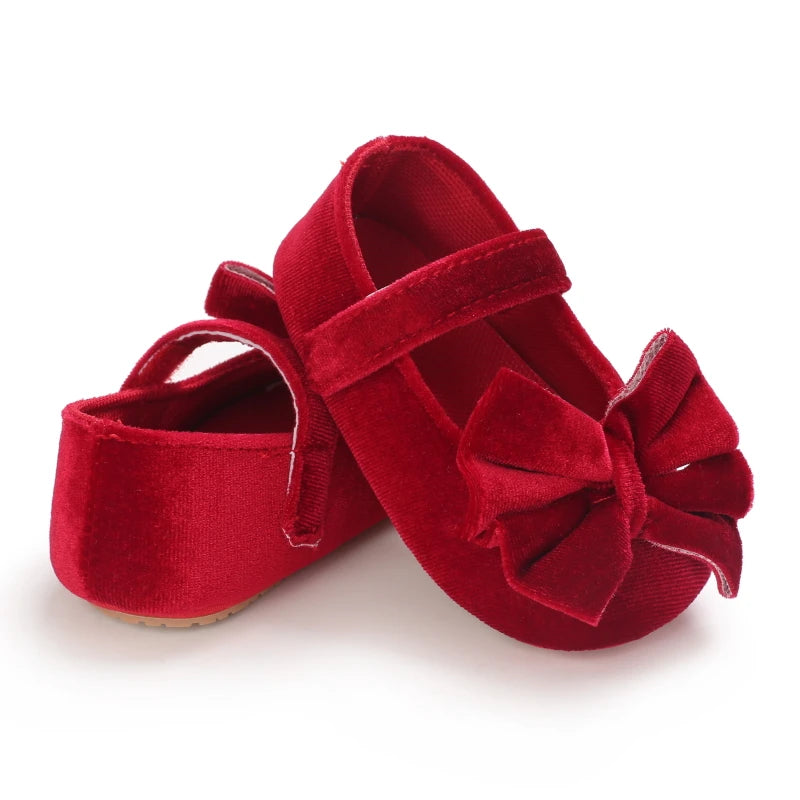 Flannelette Bow Baby Flats