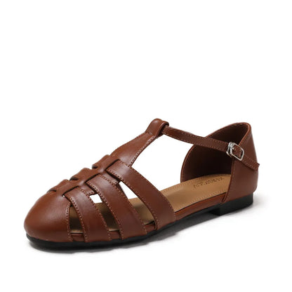 Low Heel T-Strap Roman Sandals for Women