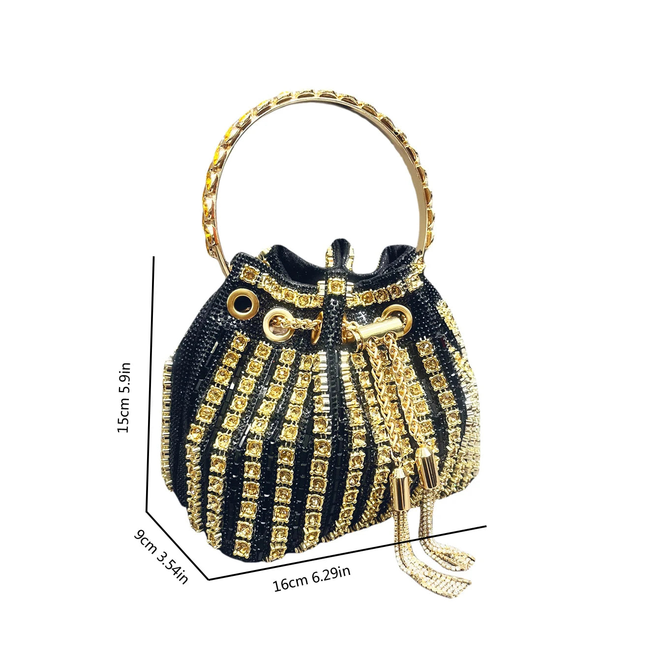 Crystal Rhinestone Bucket Clutch